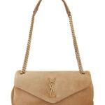 Saint Laurent Calypso Small Suede Shoulder Bag Fawn